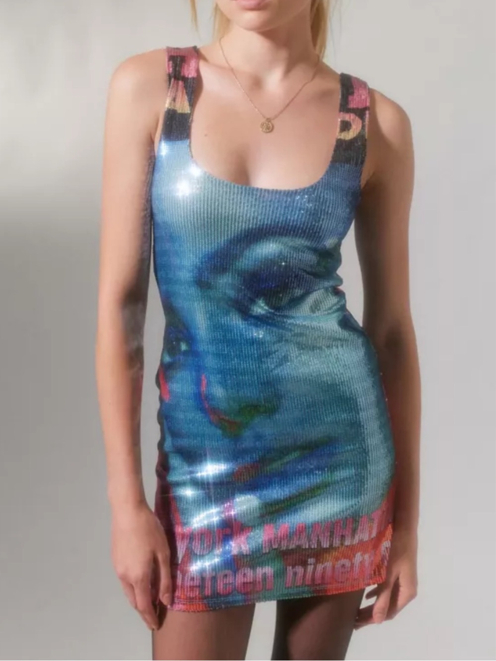Urban Outfitters Photo Face New York Manhattan Sequin Mini Dress Size Medium
